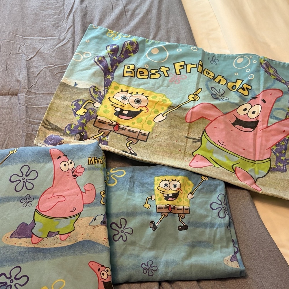 SpongeBob SquarePants Best Friends Twin Sheet Set Flat Fitted Pillowcase